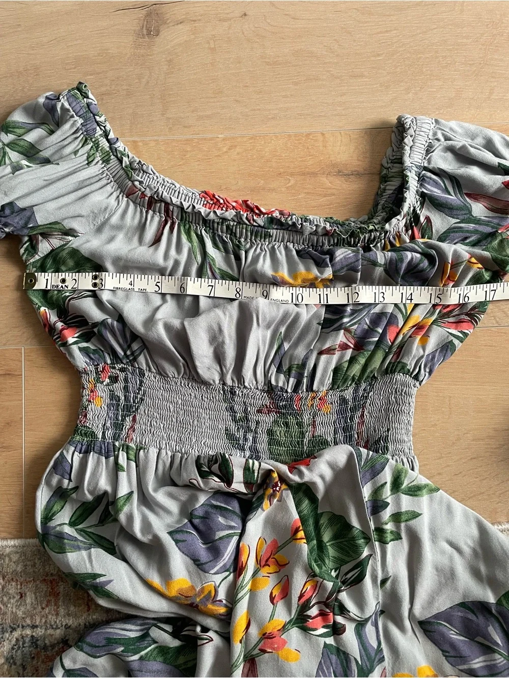PATRONS OF PEACE Gray Floral Maxi Dress with Smocked Waist - Picture 9 of 11